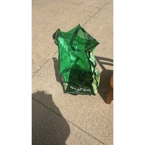 Vintage Marshall Fields Rolling Tote Flea Market  Shopping Bag Green Vinyl Retro